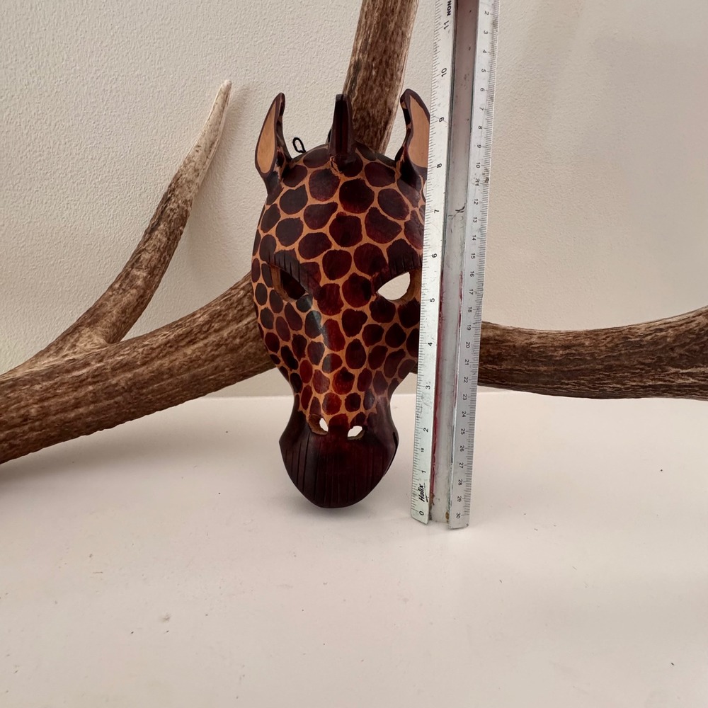 Hand Crafted Kenyan Wooden Giraffe Mask Wall Hanging African Art Decor 8.5" - Picture 7 of 7